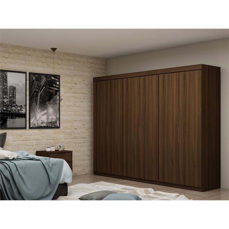 Manhattan Comfort Mulberry 3-Piece Wood Wardrobe Closet Set in Brown