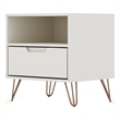 Manhattan Comfort Rockefeller 1-Drawer Wood Nightstand in Off White