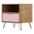 Manhattan Comfort Rockefeller Engineered Wood Nightstand in Natural/Rose Pink