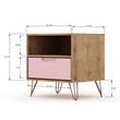 Manhattan Comfort Rockefeller Engineered Wood Nightstand in Natural/Rose Pink