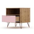 Manhattan Comfort Rockefeller Engineered Wood Nightstand in Natural/Rose Pink