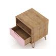 Manhattan Comfort Rockefeller Engineered Wood Nightstand in Natural/Rose Pink