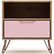Manhattan Comfort Rockefeller Engineered Wood Nightstand in Natural/Rose Pink