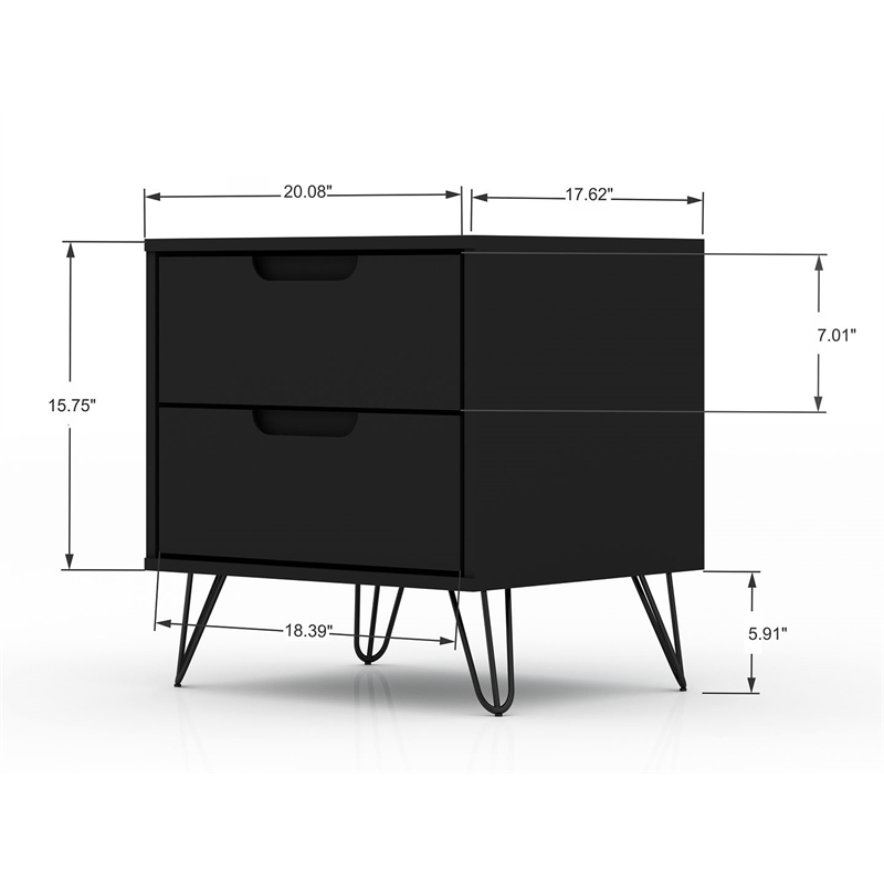 Manhattan Comfort Rockefeller Wood Dresser and Nightstand in Black