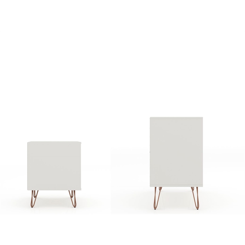Manhattan Comfort Rockefeller Wood Dresser and Nightstand in Off White/Natural