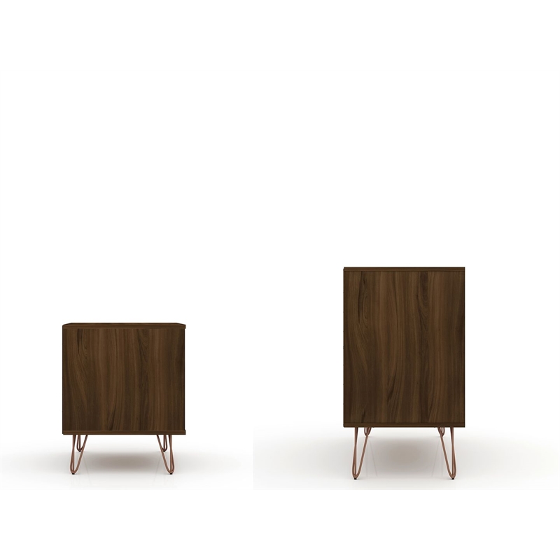 Manhattan Comfort Rockefeller Wood Dresser and Nightstand in Brown