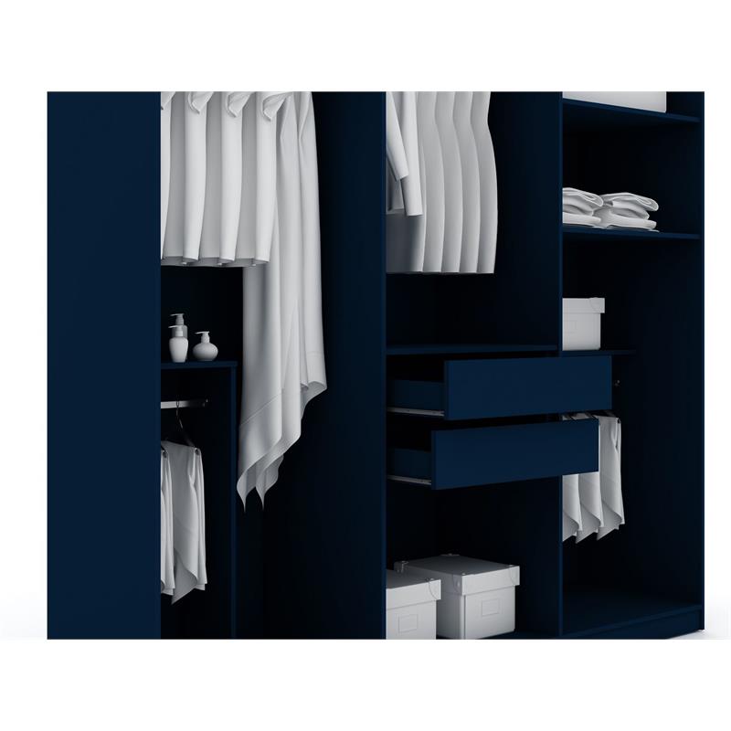 Manhattan Comfort Gramercy 3-Sectional Wood Wardrobe Armoire Closet in Blue
