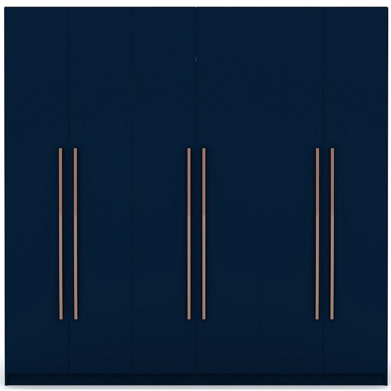 Manhattan Comfort Gramercy 3-Sectional Wood Wardrobe Armoire Closet in Blue