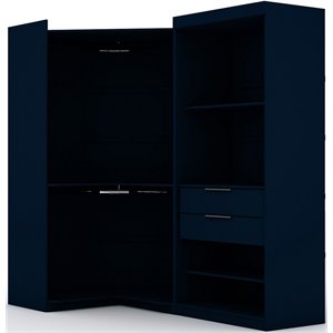 Manhattan Comfort Mulberry 2-Pc Wood Open Sectional Corner Closet Set in Blue