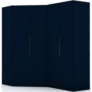 Manhattan Comfort Mulberry 2-Piece Wood Sectional Corner Wardrobe Closet in Blue