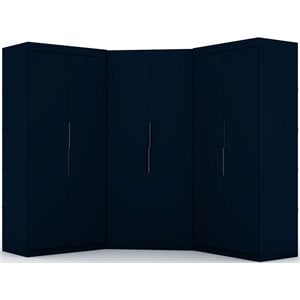 Manhattan Comfort Mulberry 3-Piece Wood Sectional Corner Closet Set in Blue
