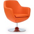 Manhattan Comfort Caisson Faux Leather Swivel Accent Chair in Orange