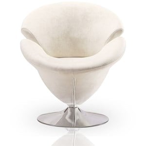 Manhattan Comfort Tulip Velvet Swivel Accent Chair in White/Chrome