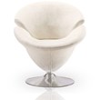 Manhattan Comfort Tulip Velvet Swivel Accent Chair in White/Chrome