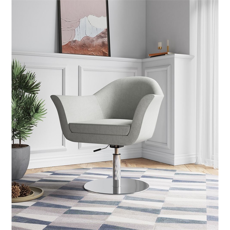 Manhattan Comfort Voyager Fabric Height Adjustable Accent Chair in Barley Gray