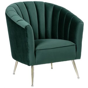Manhattan Comfort Rosemont Velvet Accent Chair in Green and Gold