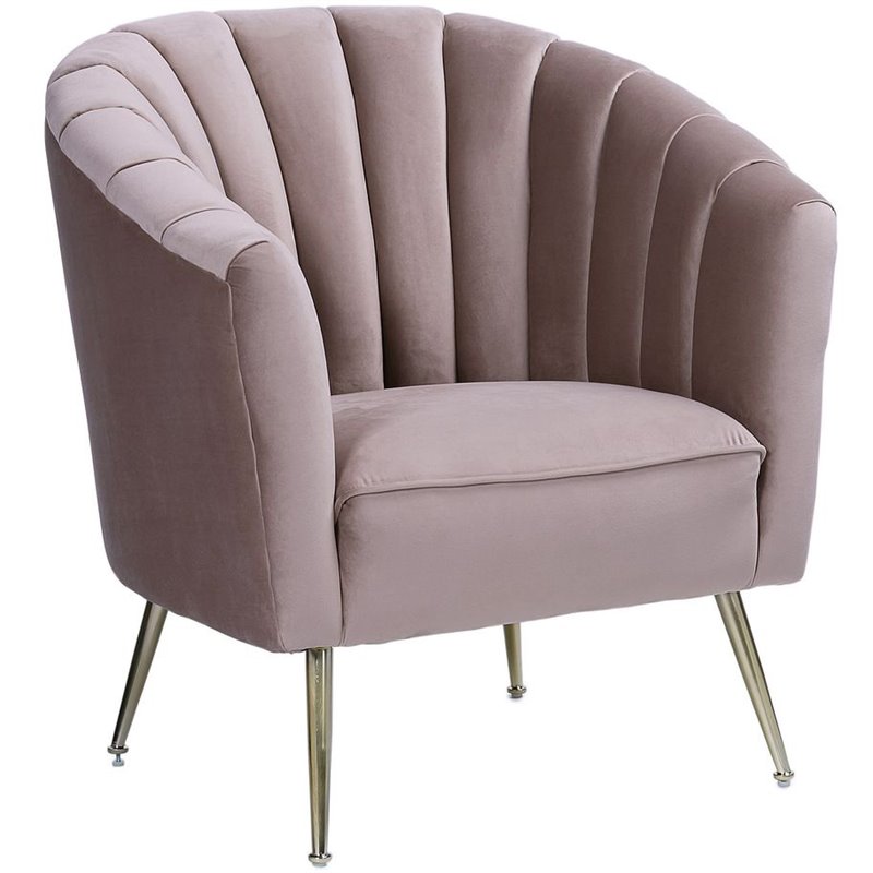 Manhattan Comfort Rosemont Velvet Accent Chair in Blush Pink and Gold