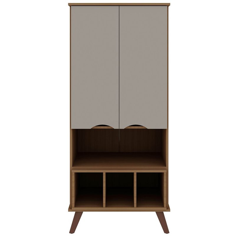 Manhattan Comfort Hampton 6-Shelf Wood Display Cabinet in Maple/Off White