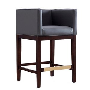 Manhattan Comfort Kingsley 26&quot Faux Leather Counter Stool in Gray