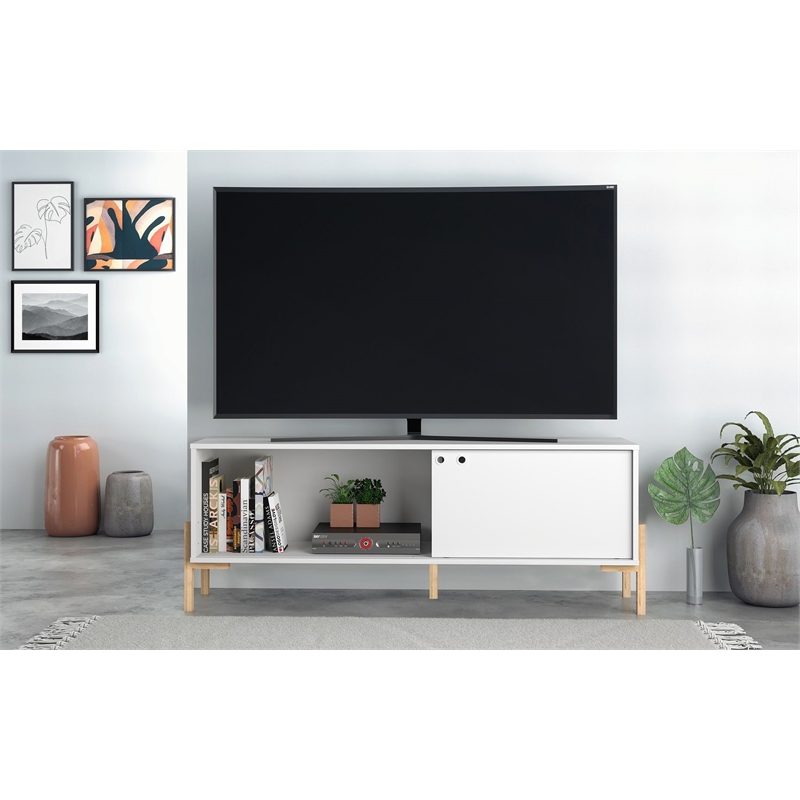 Manhattan Comfort Bowery 2 Shelves Wood TV Stand for TVs up to 50