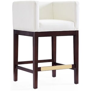 Manhattan Comfort Kingsley 26&quot Faux Leather Counter Stool in Ivory