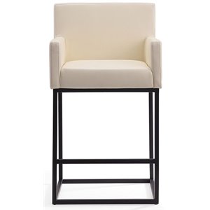 Manhattan Comfort Ambassador 26&quot Faux Leather Counter Stool in Cream