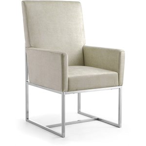 Manhattan Comfort Element 18.9&quot Velvet Dining Armchair in Off White