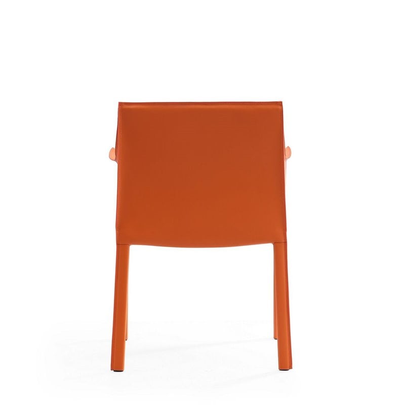 Manhattan Comfort Paris Saddle Leather Arm Chair in Coral Orange