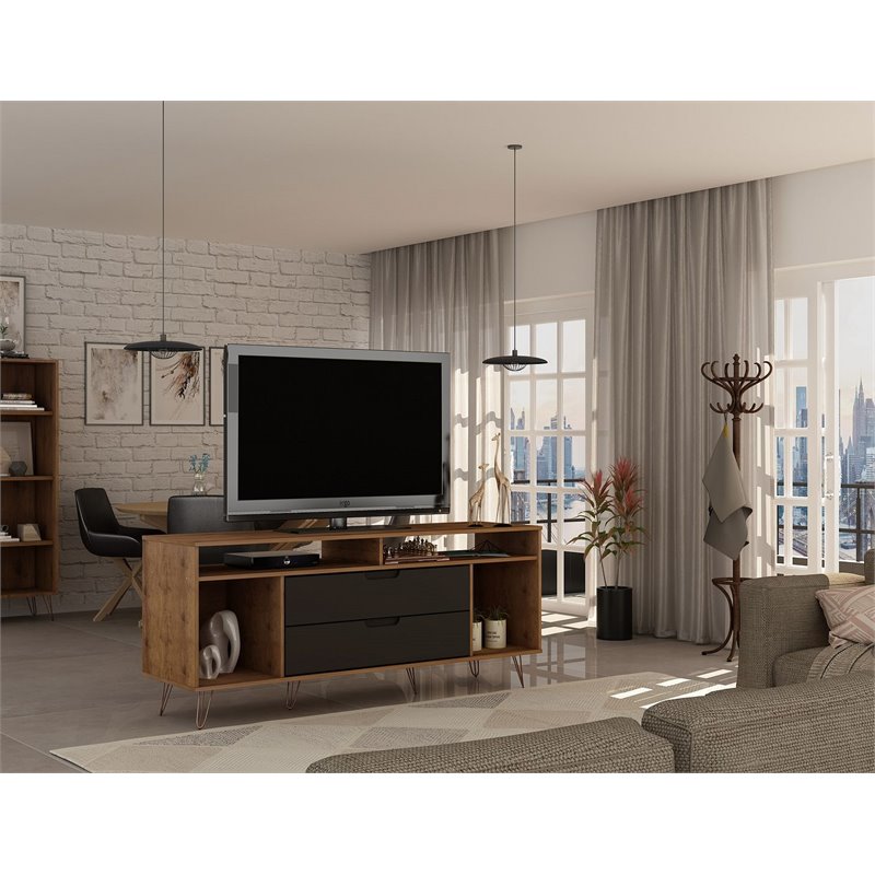 Manhattan Comfort Rockefeller Wood TV Stand for TVs up to 60