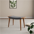 Manhattan Comfort Geta Linen Fabric/Wood Ottoman in Charcoal/Antique Walnut