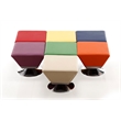 Manhattan Comfort Diamond Faux Leather Swivel Ottoman in Tan