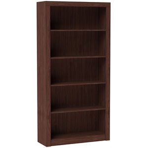 Manhattan Comfort Olinda 5 Shelves Wood Bookcase in Nut Brown