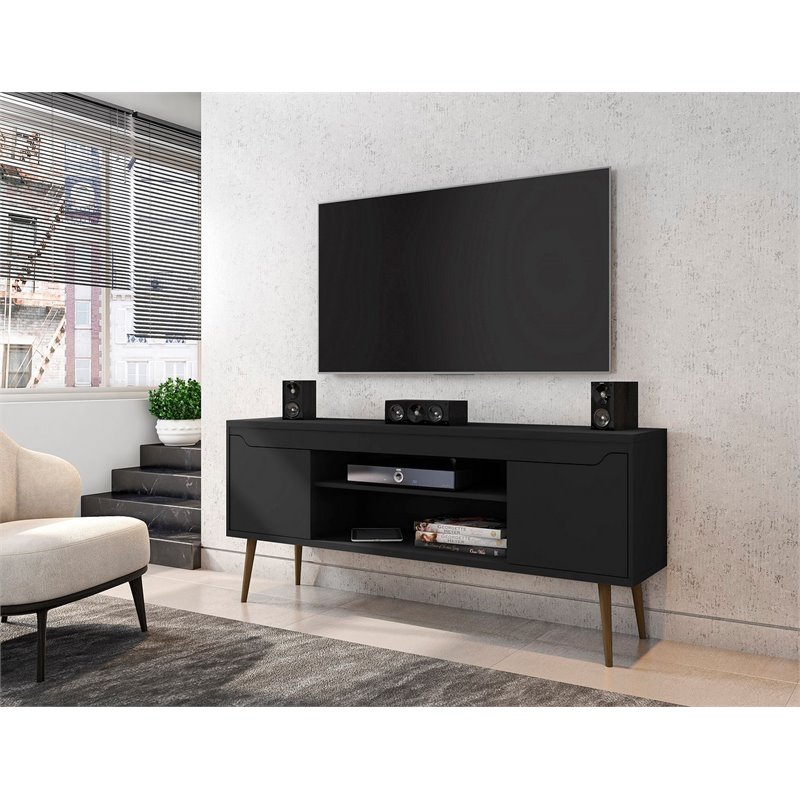 Manhattan Comfort Bradley 4 Shelves Wood TV Stand for TVs up to 60