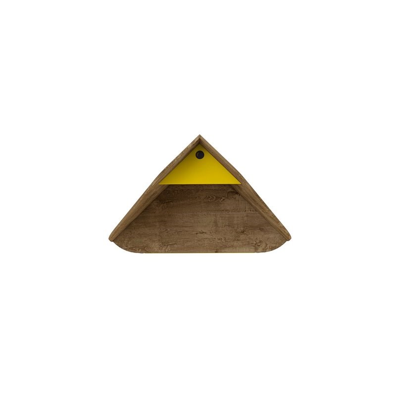 Bradley Wood Corner Desk in Rustic Brown & Yellow