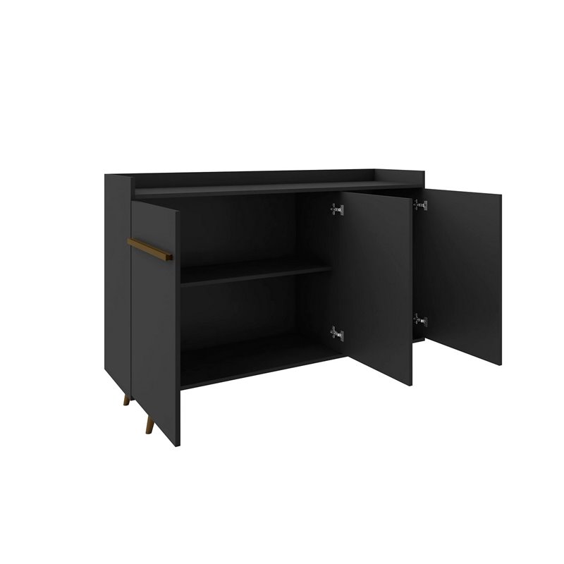 Manhattan Comfort Bradley 4 Shelves Wood Buffet Stand in Black