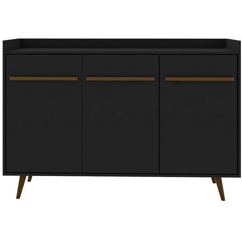 Manhattan Comfort Bradley 4 Shelves Wood Buffet Stand in Black