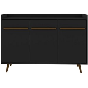 Manhattan Comfort Bradley 4 Shelves Wood Buffet Stand in Black