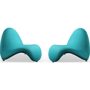 Manhattan Comfort MoMa Fabric Accent Chair in Teal Blue (Set of 2)