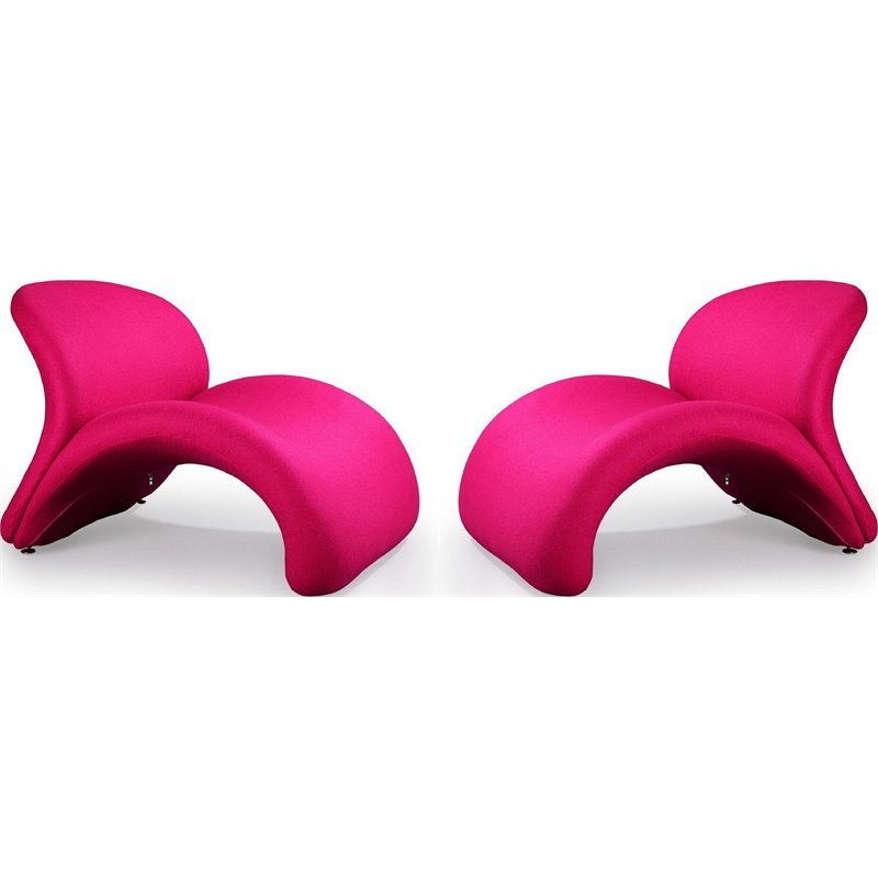 Manhattan Comfort Rosebud Fabric Accent Chair in Fuchsia Pink (Set of 2)