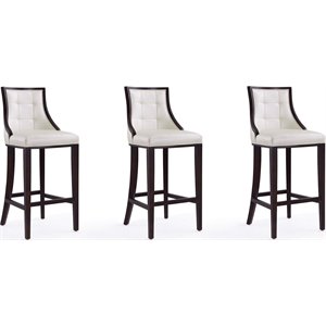 Manhattan Comfort Fifth 31.5&quot Faux Leather Barstool in White (Set of 3)