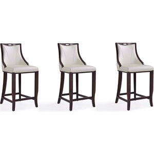 Manhattan Comfort Emperor 27&quot Faux Leather Counter Stool in White (Set of 3)