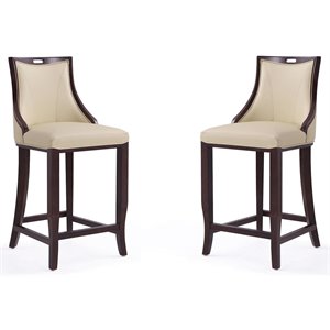 Manhattan Comfort Emperor 27&quot Faux Leather Counter Stool in Cream (Set of 2)