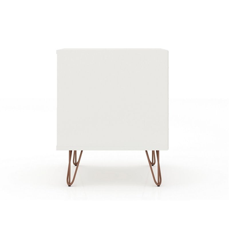 Manhattan Comfort Rockefeller 1-Drawer Wood Nightstand in White (Set of 2)