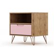 Manhattan Comfort Rockefeller 1-Drawer Wood Nightstand in Pink (Set of 2)