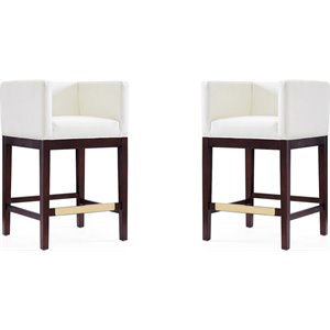 Manhattan Comfort Kingsley 26&quot Faux Leather Counter Stool in Ivory (Set of 2)