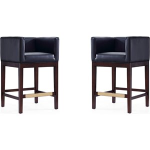Manhattan Comfort Kingsley 26&quot Faux Leather Counter Stool in Black (Set of 2)