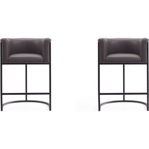 Manhattan Comfort Cosmopolitan 25.5&quot Faux Leather Counter Stool - Pebble (Set 2)