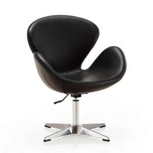 Manhattan Comfort Raspberry Faux Leather Height Adjustable Chair in Black