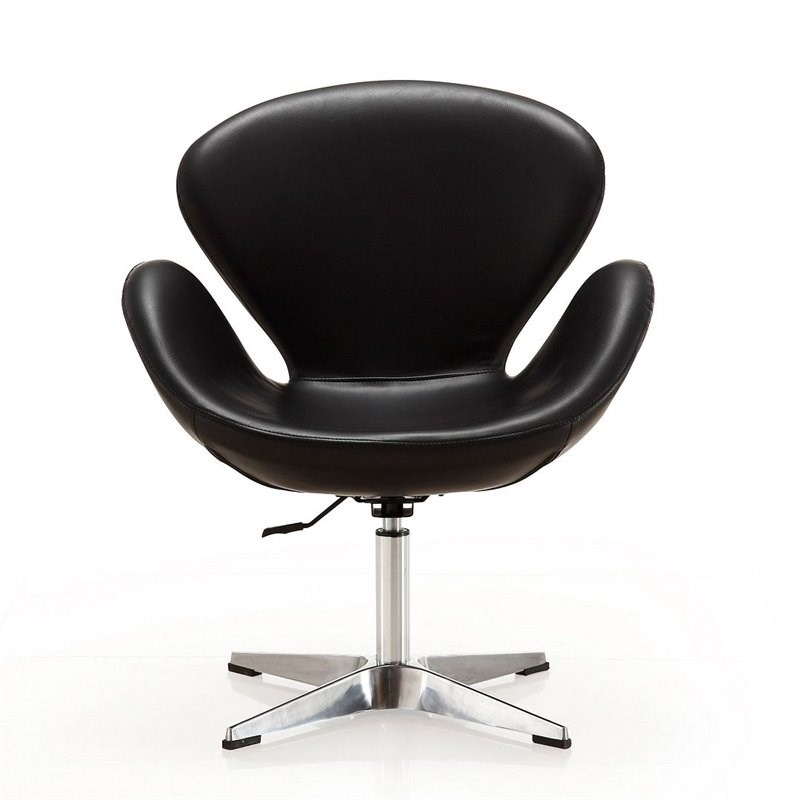 Manhattan Comfort Raspberry Faux Leather Height Adjustable Chair in Black