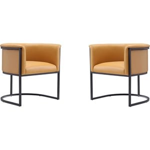 Manhattan Comfort Cosmopolitan Faux Leather Dining Chair in Brown (Set of 2)